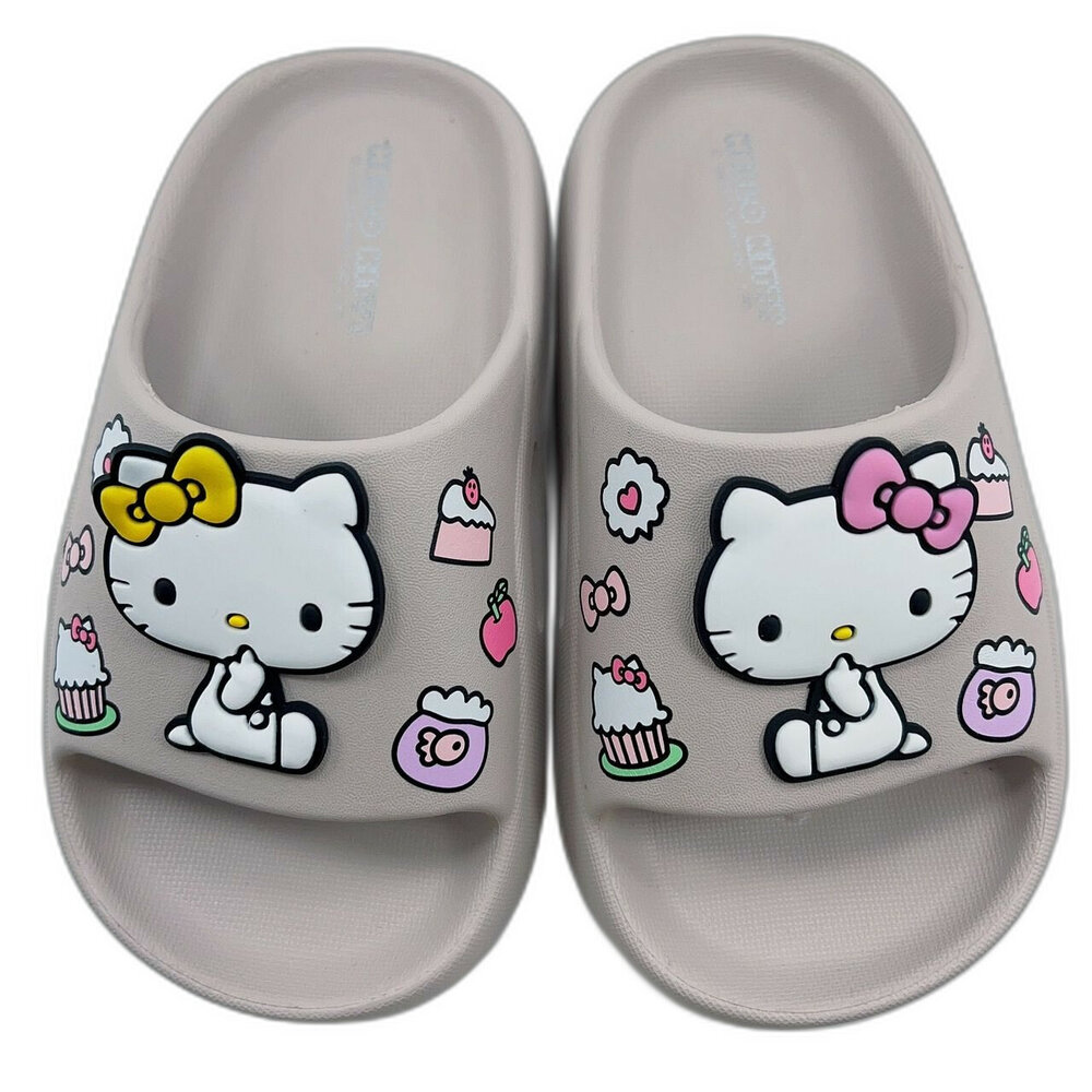 K103-1-【斷碼出清不退不換】台灣製HelloKitty拖鞋-奶茶色 另有其他兩色可選