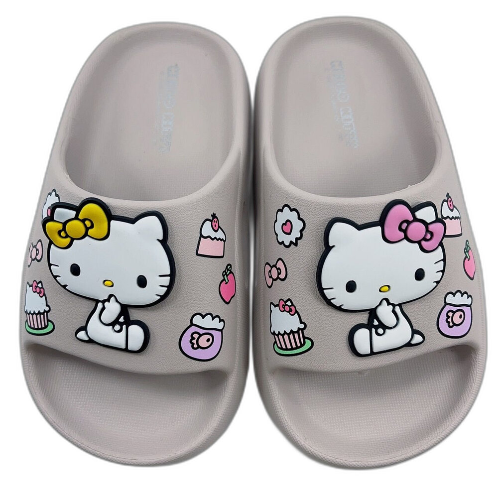 K103-1-【斷碼出清不退不換】台灣製HelloKitty拖鞋-奶茶色 另有其他兩色可選
