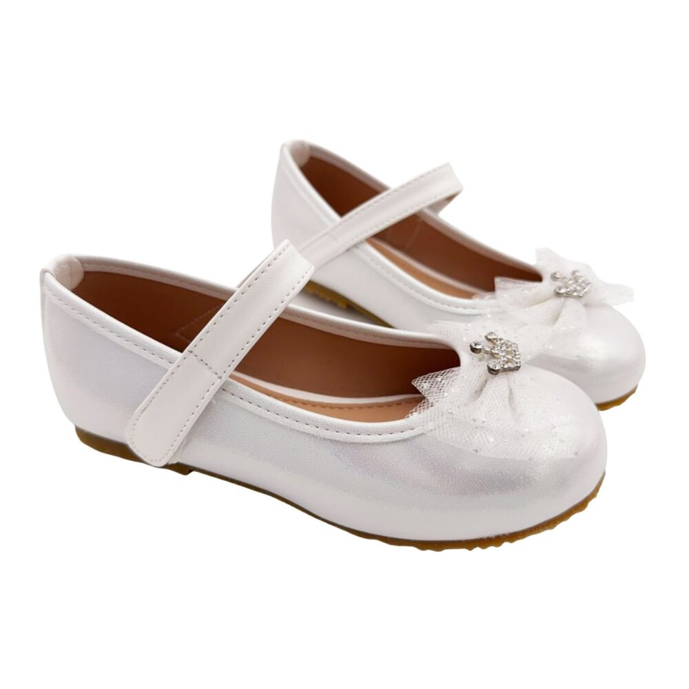 V004-1-台灣製甜美皇冠公主鞋-白色 另有粉色可選