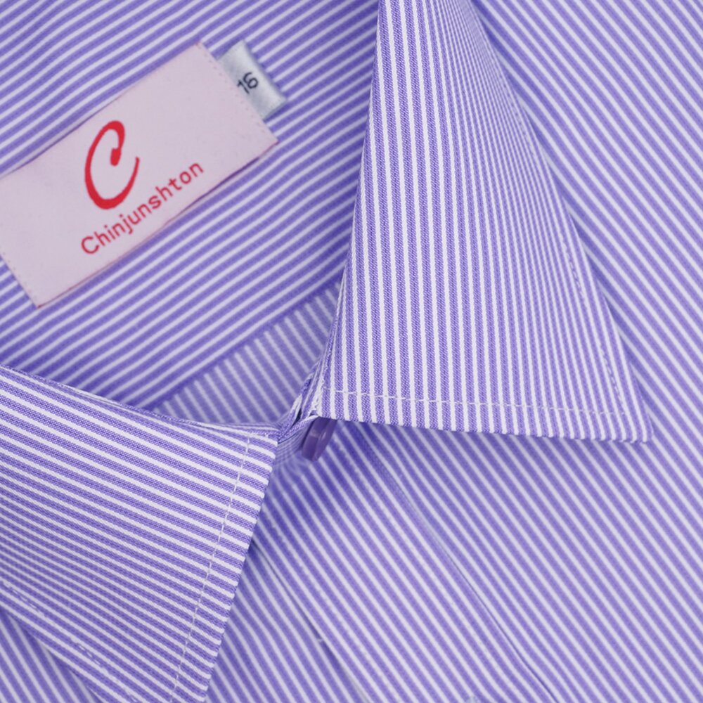 【CHINJUN】男士商務襯衫抗皺加強長袖/短袖紫色條紋2150s2150
