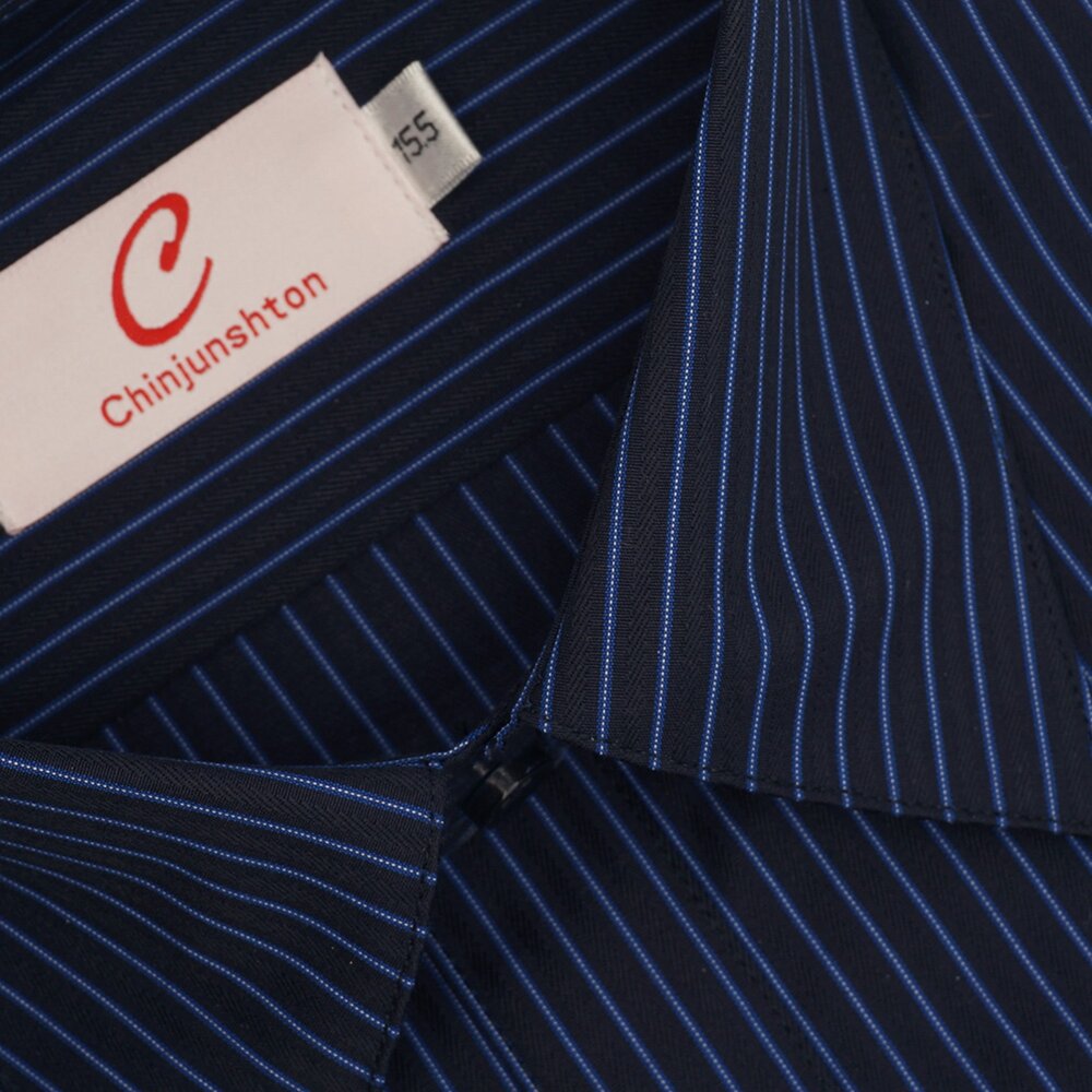【CHINJUN】男士商務襯衫 抗皺加強 長袖 深黑藍條紋 2170 封面照片