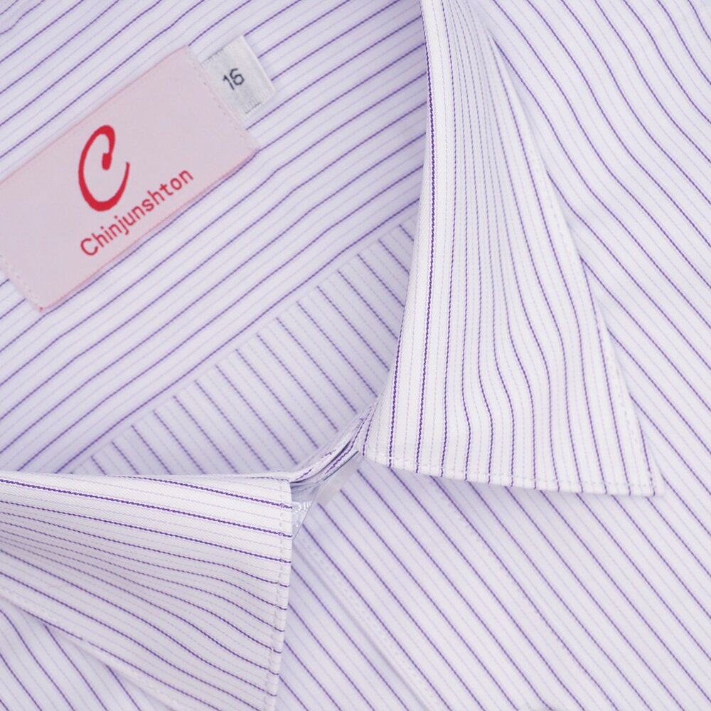 【CHINJUN】男士商務襯衫 抗皺加強 長袖 短袖 紫色條紋 3585 s3585 封面照片