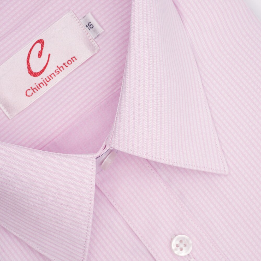 52012-【CHINJUN】男士商務襯衫 抗皺加強 長袖/短袖 粉色條紋款 520-12 s520-12