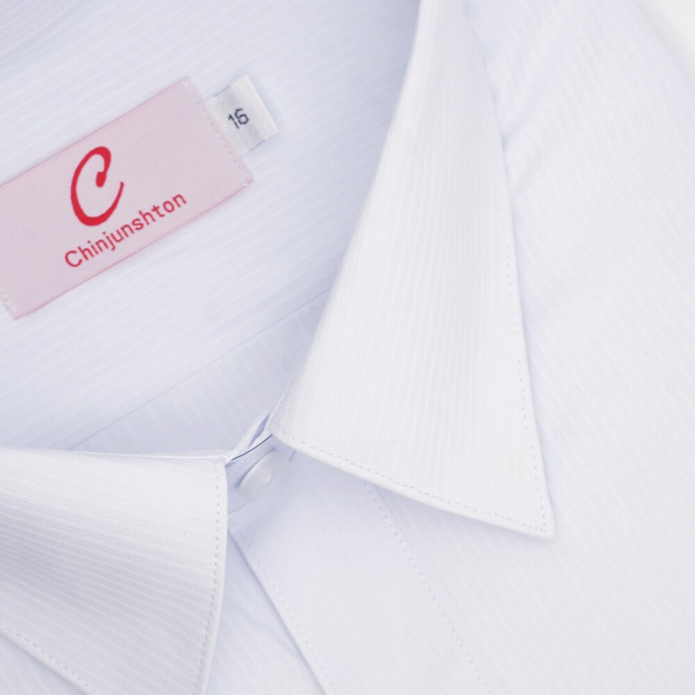 【CHINJUN】男士商務襯衫抗皺加強長袖短袖白底條紋款520-14s520-14