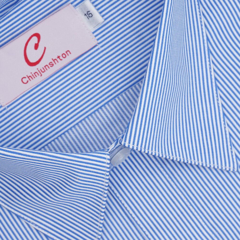 5323-【CHINJUN】男士商務襯衫 抗皺加強 長袖/短袖 藍細條紋 5323 s5323