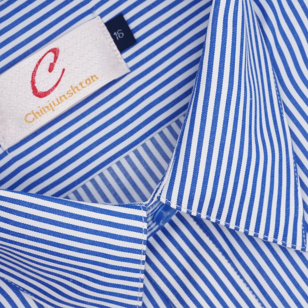 【CHINJUN】男士商務襯衫抗皺加強長袖藍白相間條紋588-3