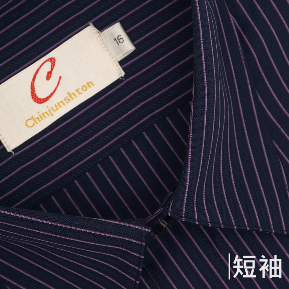 8219-【CHINJUN】男士商務襯衫 抗皺加強 長袖 藍紫色條紋 8219