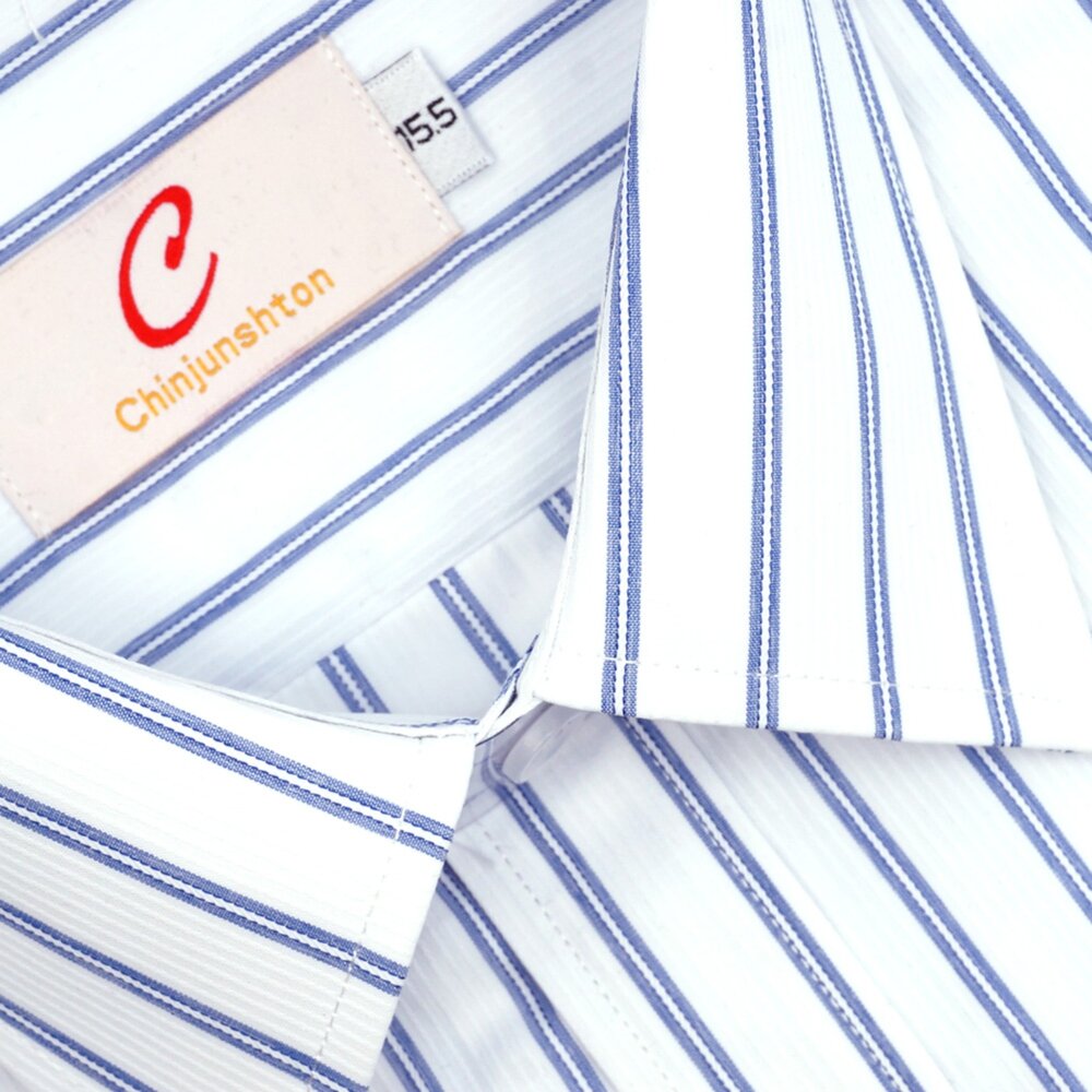 89151-【CHINJUN】男士商務襯衫 抗皺加強 長袖 短袖 白色藍條紋 89151 s89151