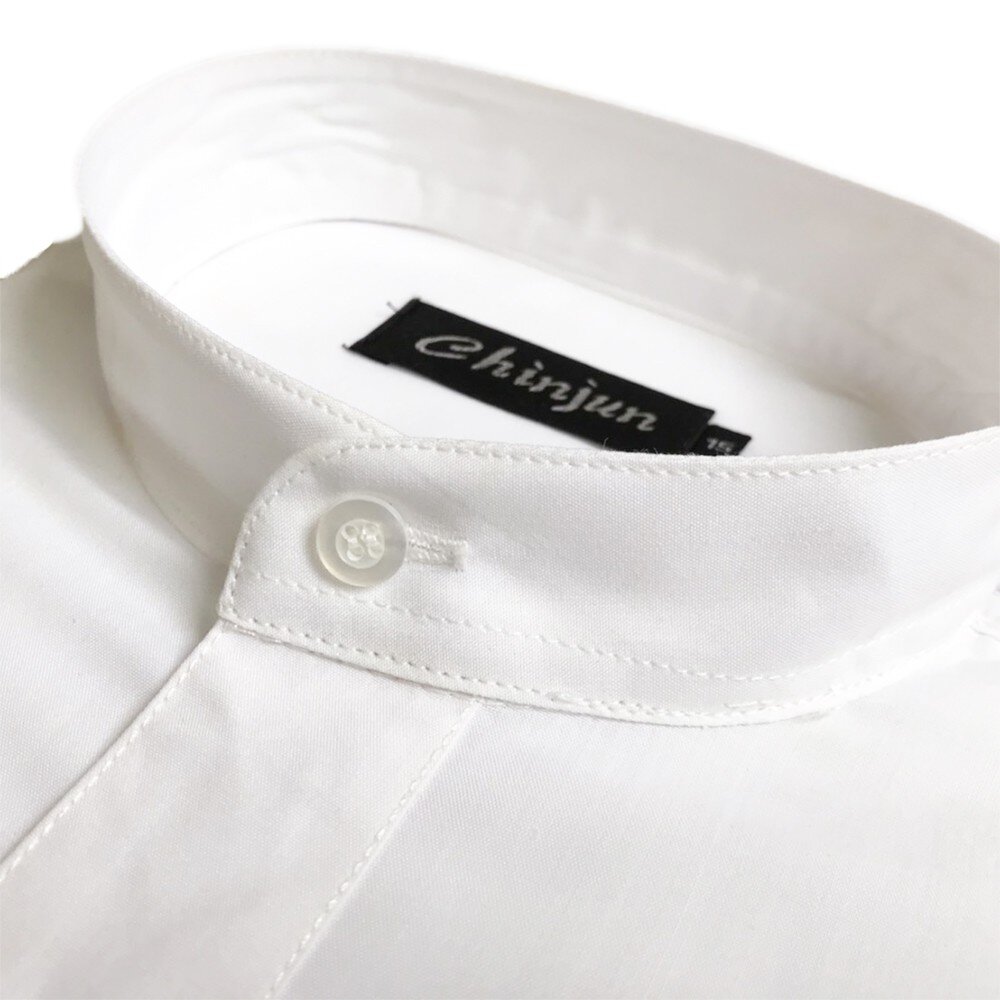【CHINJUN】勁榮抗皺襯衫-長袖 亨利領 素面白色 立領 中山領-圖片-2
