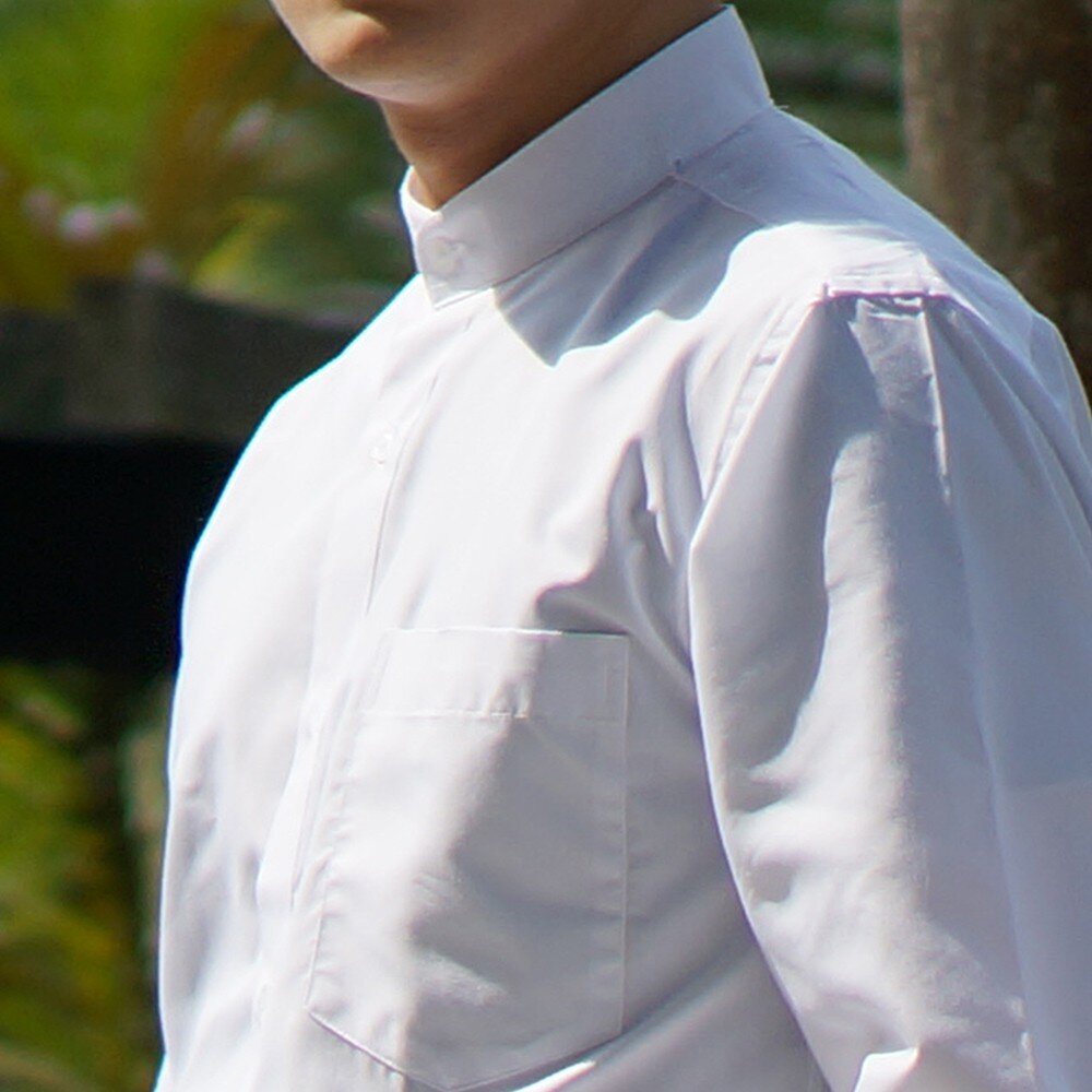 【CHINJUN】勁榮抗皺襯衫-長袖 亨利領 素面白色 立領 中山領-圖片-2