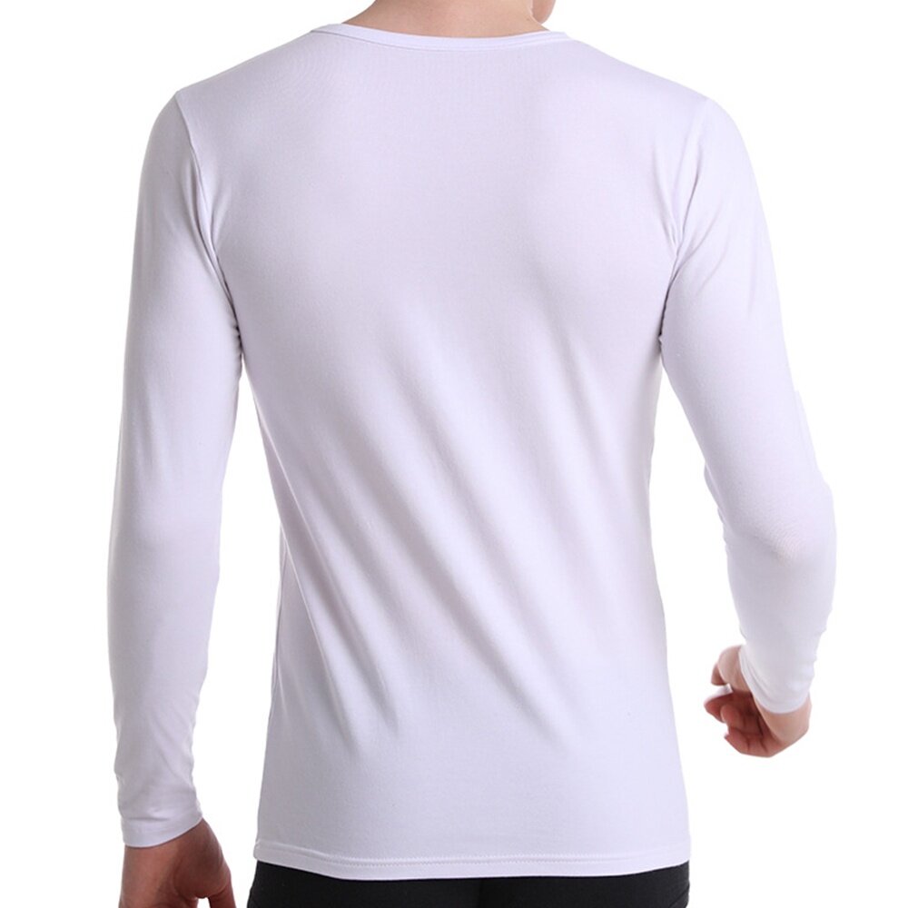 【chinjun】舒適保暖 彈性長袖內衣,純白內衣-U型領-長袖-圖片-3