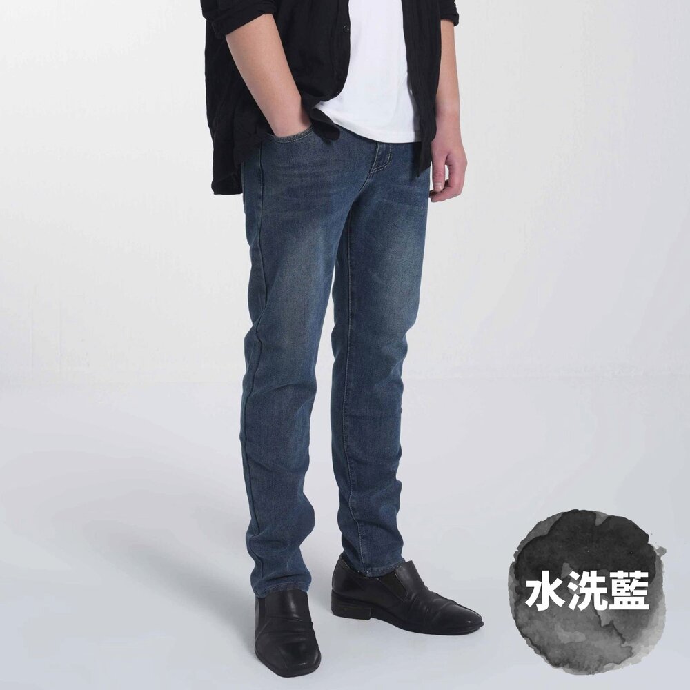 錐形彈性牛仔褲-三色可選、上寬下窄版型、舒適又修飾、經典百搭-圖片-5