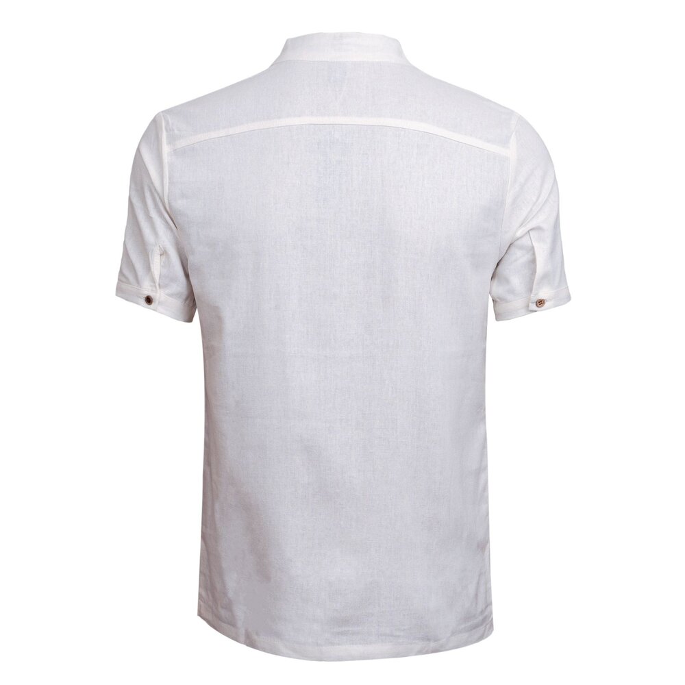 棉麻涼感 開襟T恤 短袖-白色/黑色 棉麻襯衫、亨利領、學院文青-圖片-11