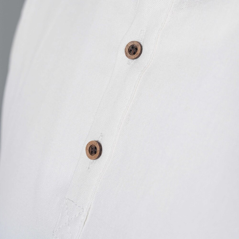 棉麻涼感 開襟T恤 短袖-白色/黑色 棉麻襯衫、亨利領、學院文青-圖片-4