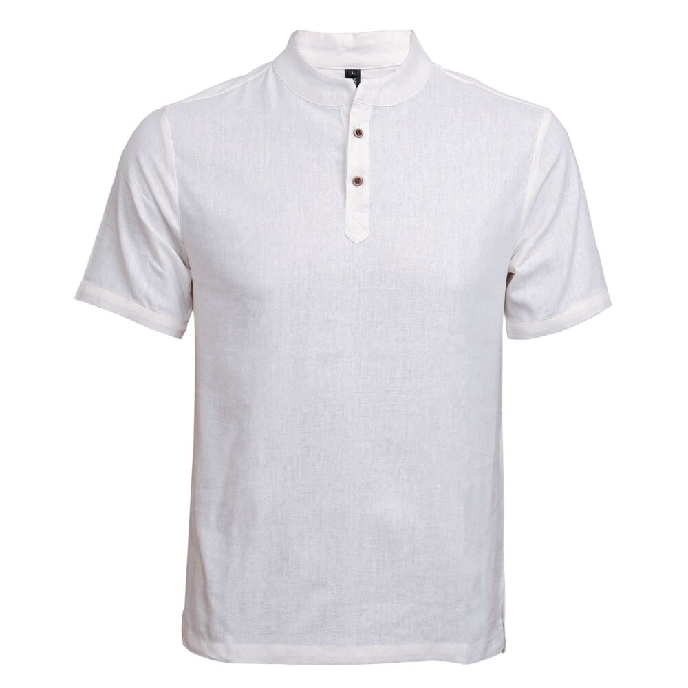 棉麻涼感 開襟T恤 短袖-白色/黑色 棉麻襯衫、亨利領、學院文青-圖片-10