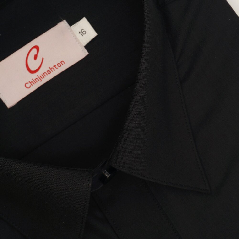 【CHINJUN】男士商務襯衫 抗皺加強 長袖 短袖 素面黑 P12 s12 封面照片