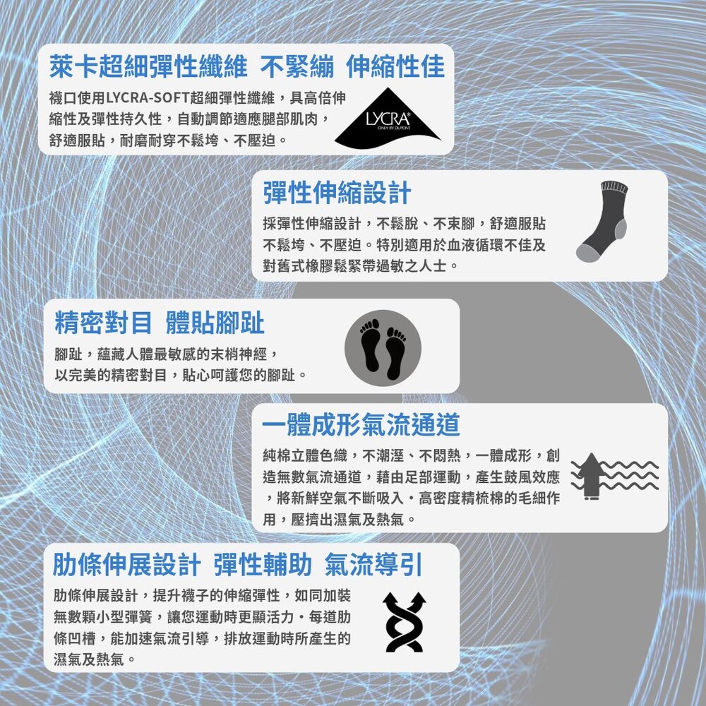 萊卡機能運動襪-素黑/厚磅舒適 Lycra專利面料 透氣排汗 緩震舒適 MIT台灣製造 襪子-圖片-2