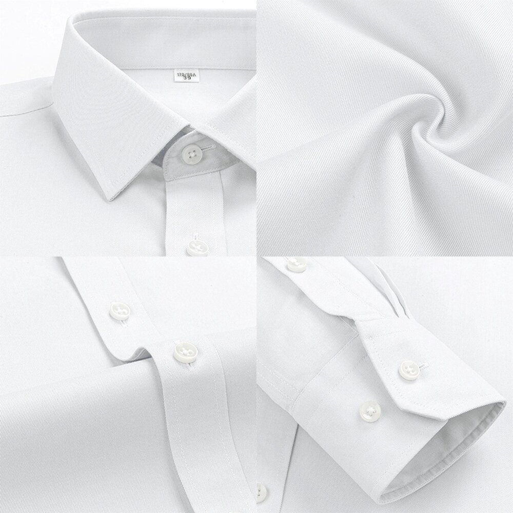 全棉舒適抗皺襯衫 細膩質感 吸濕排汗 100%棉 斜紋款 無口袋-圖片-3