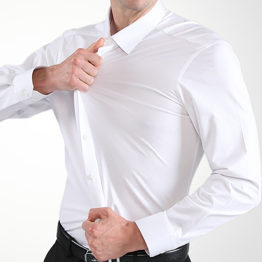 flx-機能彈性襯衫-長袖 素色白 素色黑 無口袋