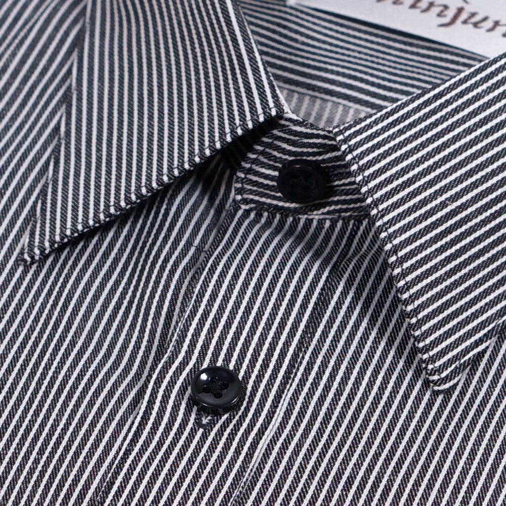 【CHINJUN】勁榮抗皺襯衫-長袖、黑底白條紋、k2306-圖片-2