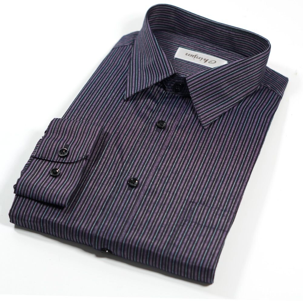 k2309-【CHINJUN】勁榮抗皺襯衫-長袖、黑紫條紋、k2309