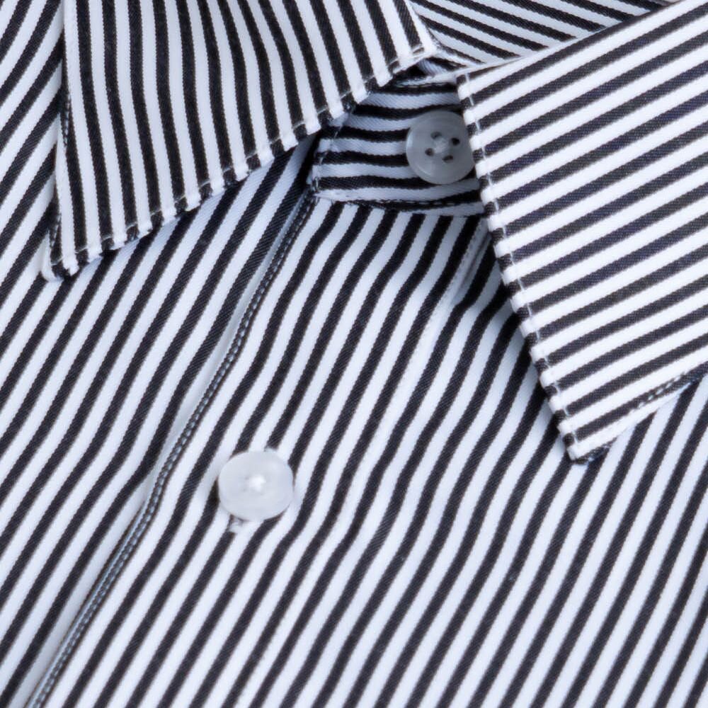 【CHINJUN】勁榮抗皺襯衫-長袖、黑白相間條紋、k907-圖片-2
