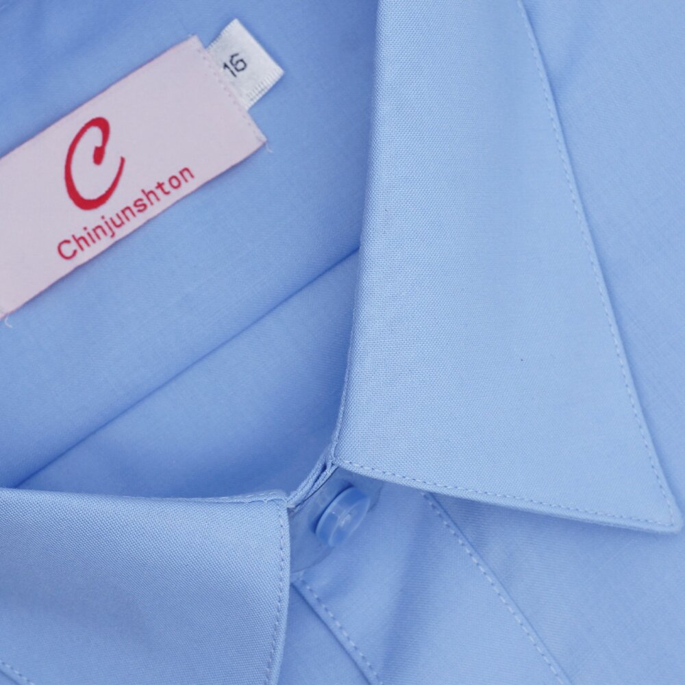 【CHINJUN】男士商務襯衫抗皺加強長袖短袖素面藍P04s04
