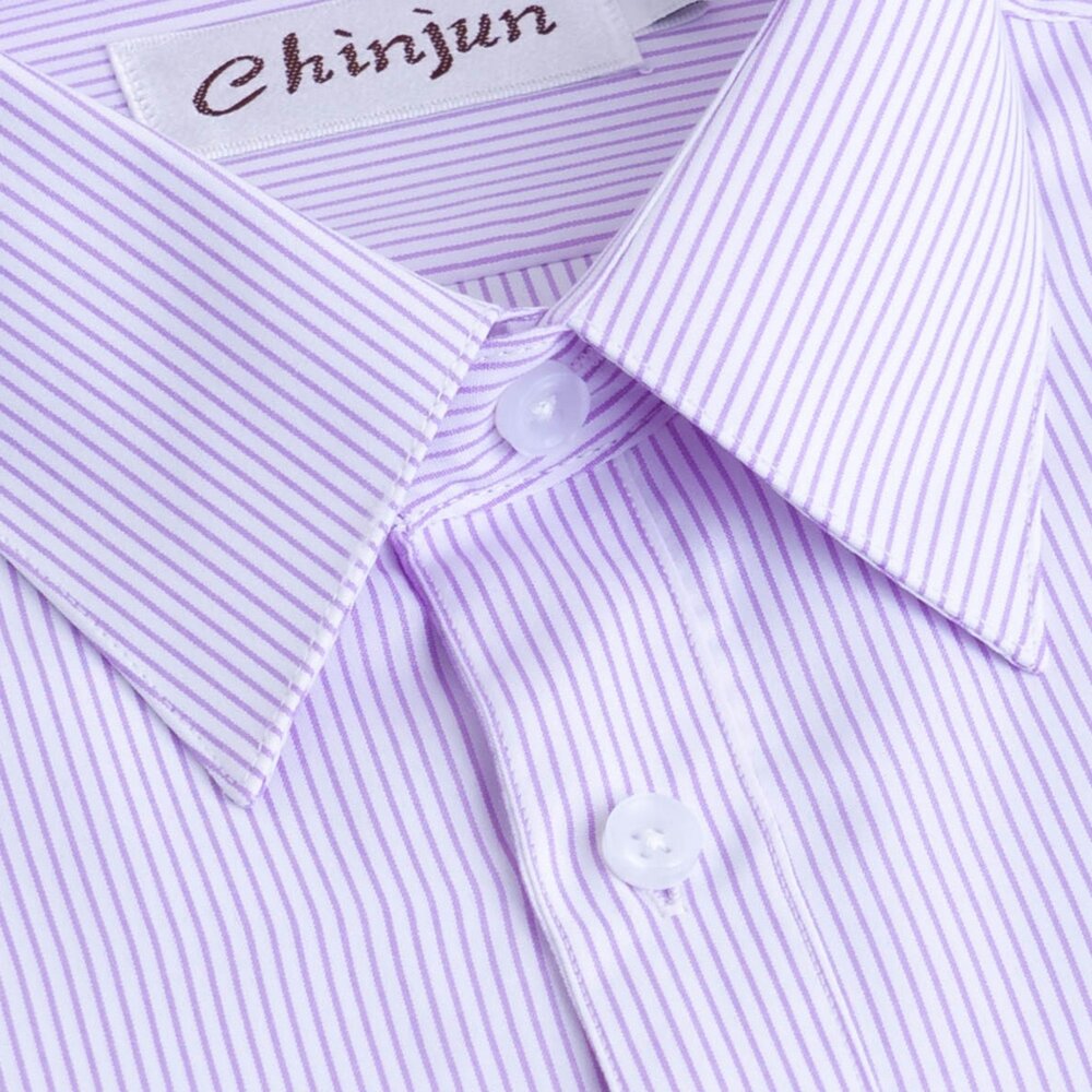 大尺碼【CHINJUN】勁榮抗皺襯衫-短袖、白底紫線條紋、18.5吋、19.5吋、20.5吋、s8005L-圖片-2