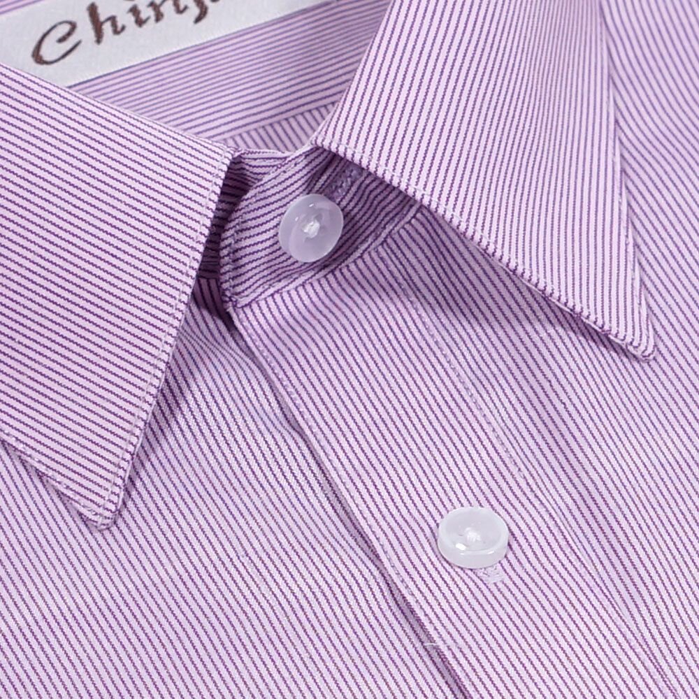 【CHINJUN】勁榮抗皺襯衫-短袖、紫色條紋、s2303-圖片-2