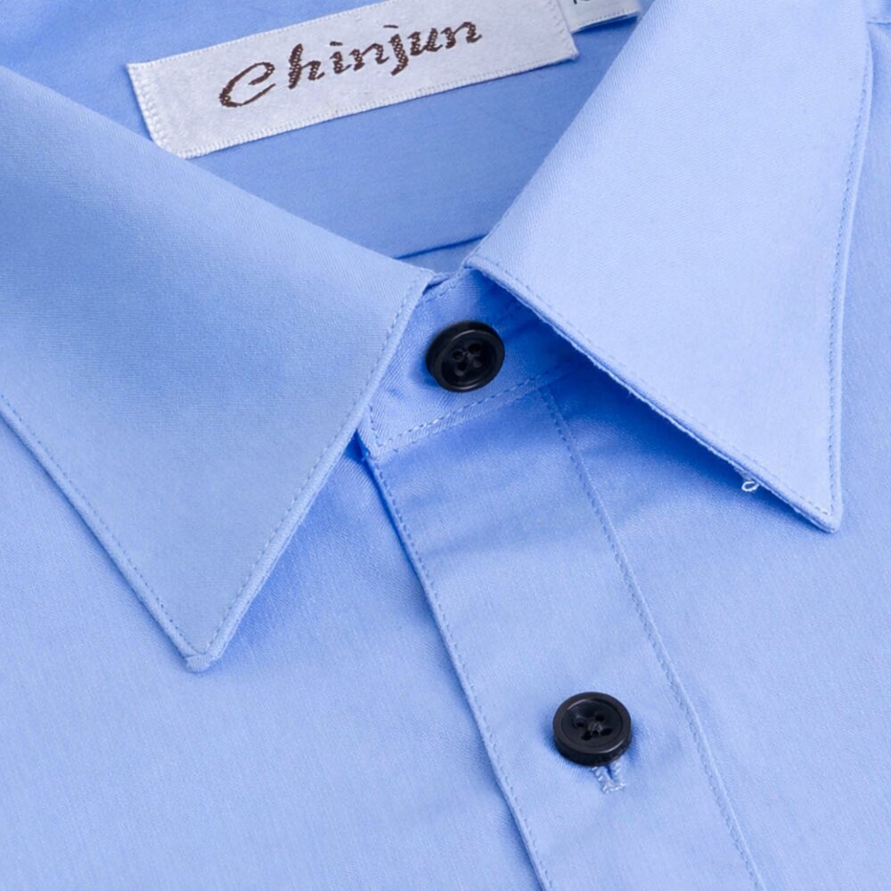 【CHINJUN】勁榮抗皺襯衫-長袖 短袖 素色藍 黑扣款-圖片-2