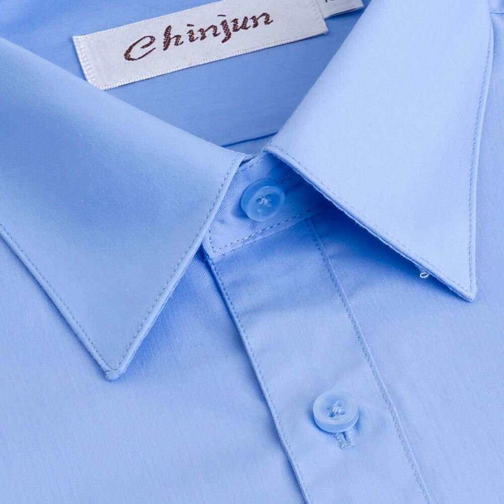 大尺碼【CHINJUN】勁榮抗皺襯衫-短袖、素色藍、18.5吋、19.5吋、20.5吋、s8004L-圖片-2