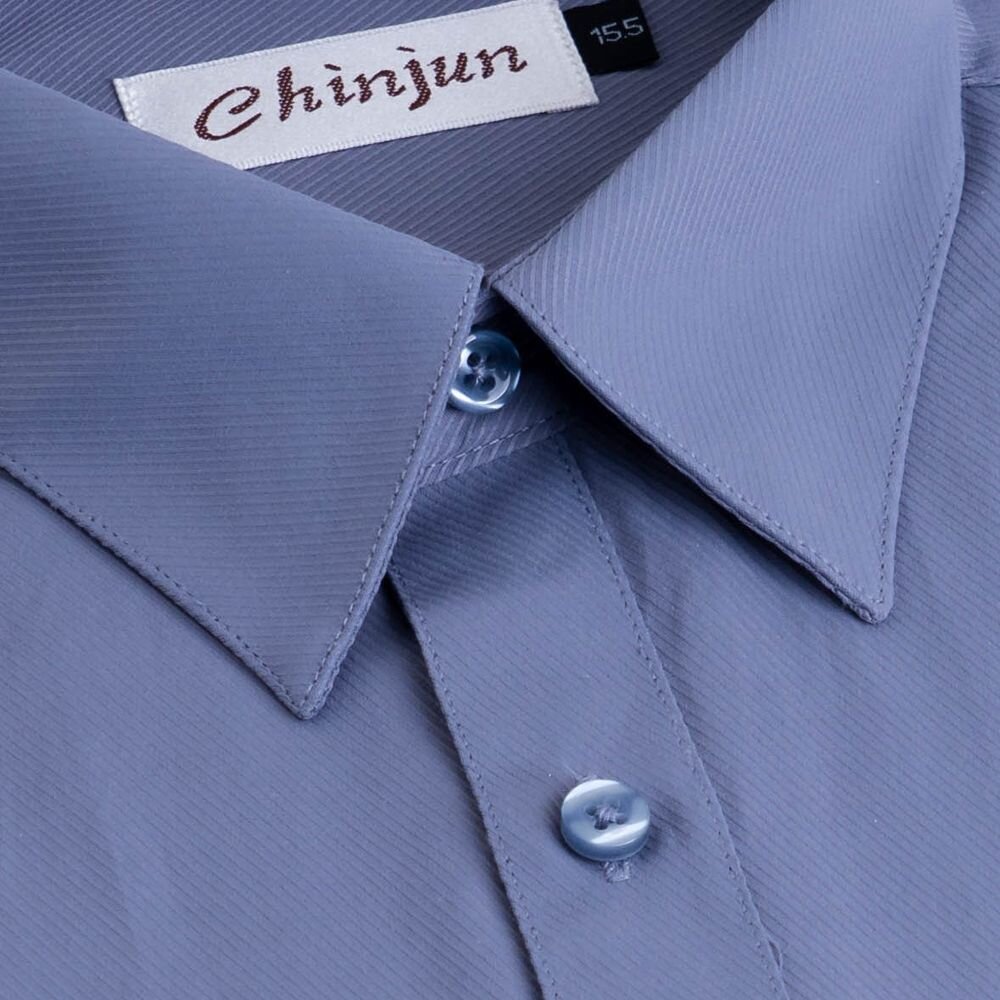 【CHINJUN】勁榮抗皺襯衫-短袖、灰底斜紋、s8058-圖片-2
