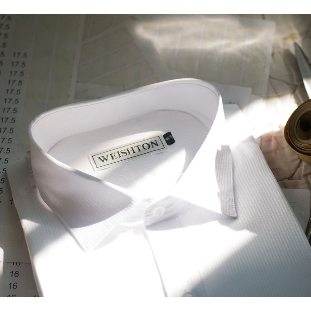 【WEISHTON】韓版修身抗皺襯衫-長袖-白底直條、w32 封面照片