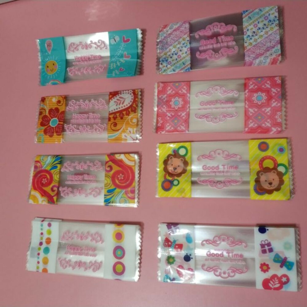 10078005-巧緻烘焙網 100入 台灣製 歡樂款 俏皮款 牛軋糖袋 單粒糖果袋 可愛糖果袋 烘焙包裝 ，糖果袋