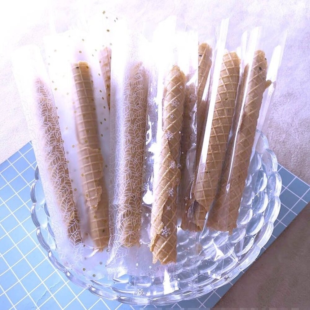 15403166071-100入 素面 磨砂 透明 蛋捲袋 熱封袋 機封袋 長條餅乾袋 手指餅乾袋 糖果袋 簡約 巧緻 ，蛋捲熱封袋