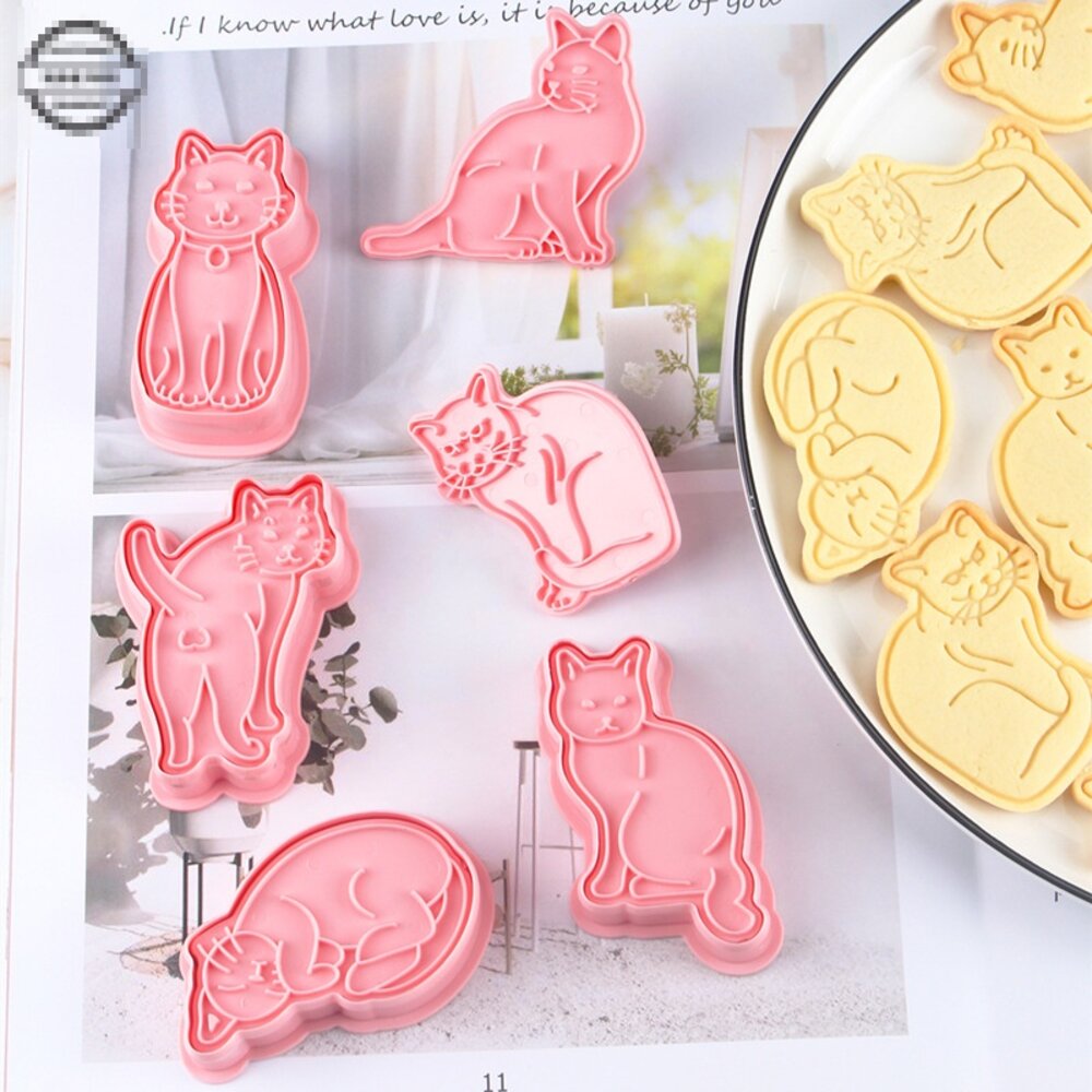 17912703292-巧緻烘焙網 貓咪 小貓 主子 餅乾模6件組 餅乾模具 餅乾壓模 ，餅乾模