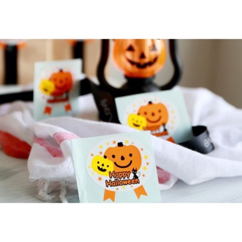 18252152013-巧緻烘焙網 Happy Halloween 萬聖節封口貼 南瓜 封口貼 裝飾貼紙 黑貓封口貼 ，萬聖節封口貼紙
