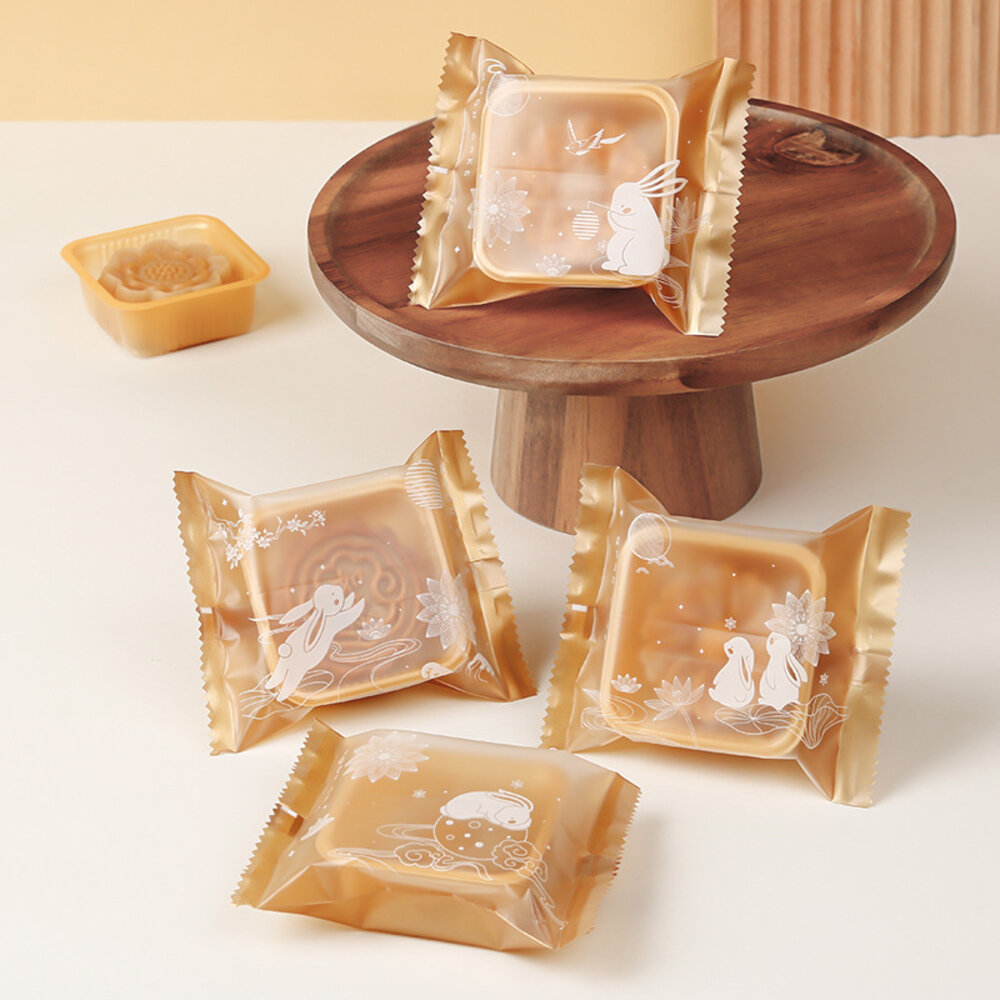 金底 月圓兔 磨砂熱封袋 中秋節包裝 月餅包裝袋 蛋黃酥包裝袋 機封袋 西點袋 月餅袋 ,月圓兔-圖片-2