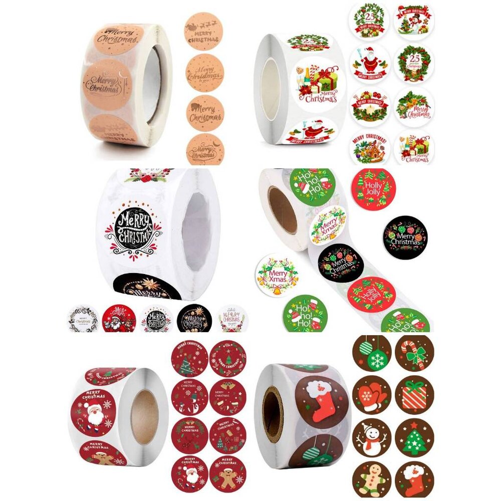 20161623925-《巧緻》  500貼 直徑2.5cm 3.8cm 聖誕節 卷裝貼紙 封口貼紙 裝飾貼紙 信封貼紙 禮品貼紙，聖誕貼紙卷
