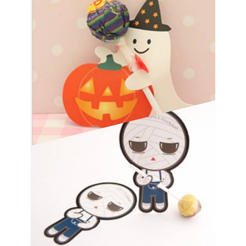 20351455450-巧緻烘焙網 萬聖節 棒棒糖卡 木乃伊 南瓜 幽靈 棒棒糖插卡 棒棒糖卡片 ，棒棒糖卡