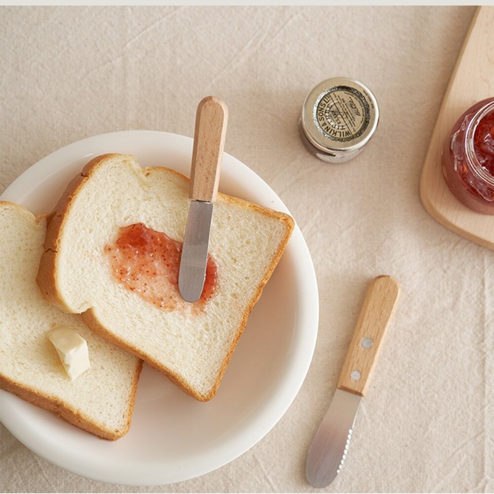 21005957858-巧緻烘焙網 奶油抹刀 迷你抹刀 黃油刀 烘焙用品 土司抹刀 木柄牛油刀 木柄抹刀 不鏽鋼花生醬刀 帶齒抹刀 ，果醬抹刀