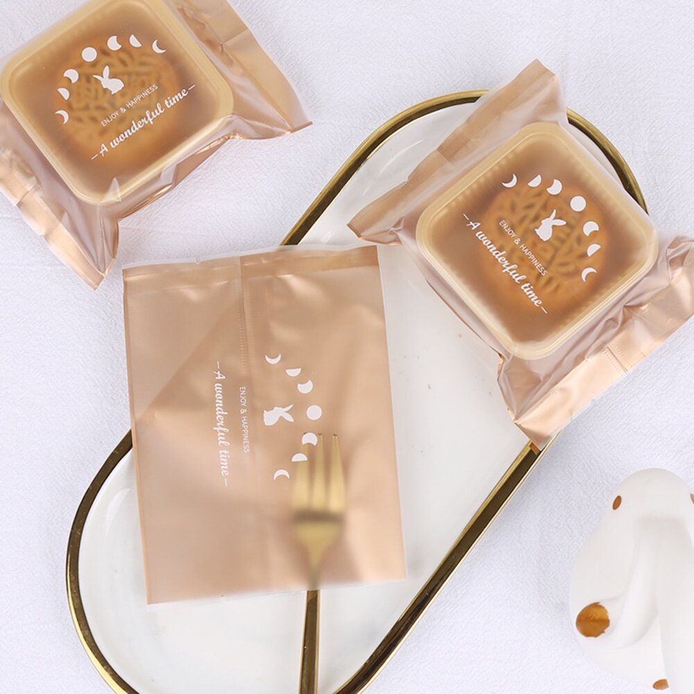 金底 玉兔望月 加厚 磨砂熱封袋 中秋節包裝 月餅包裝袋 蛋黃酥包裝袋 機封袋 西點袋 月餅袋 ,玉兔望月-圖片-2