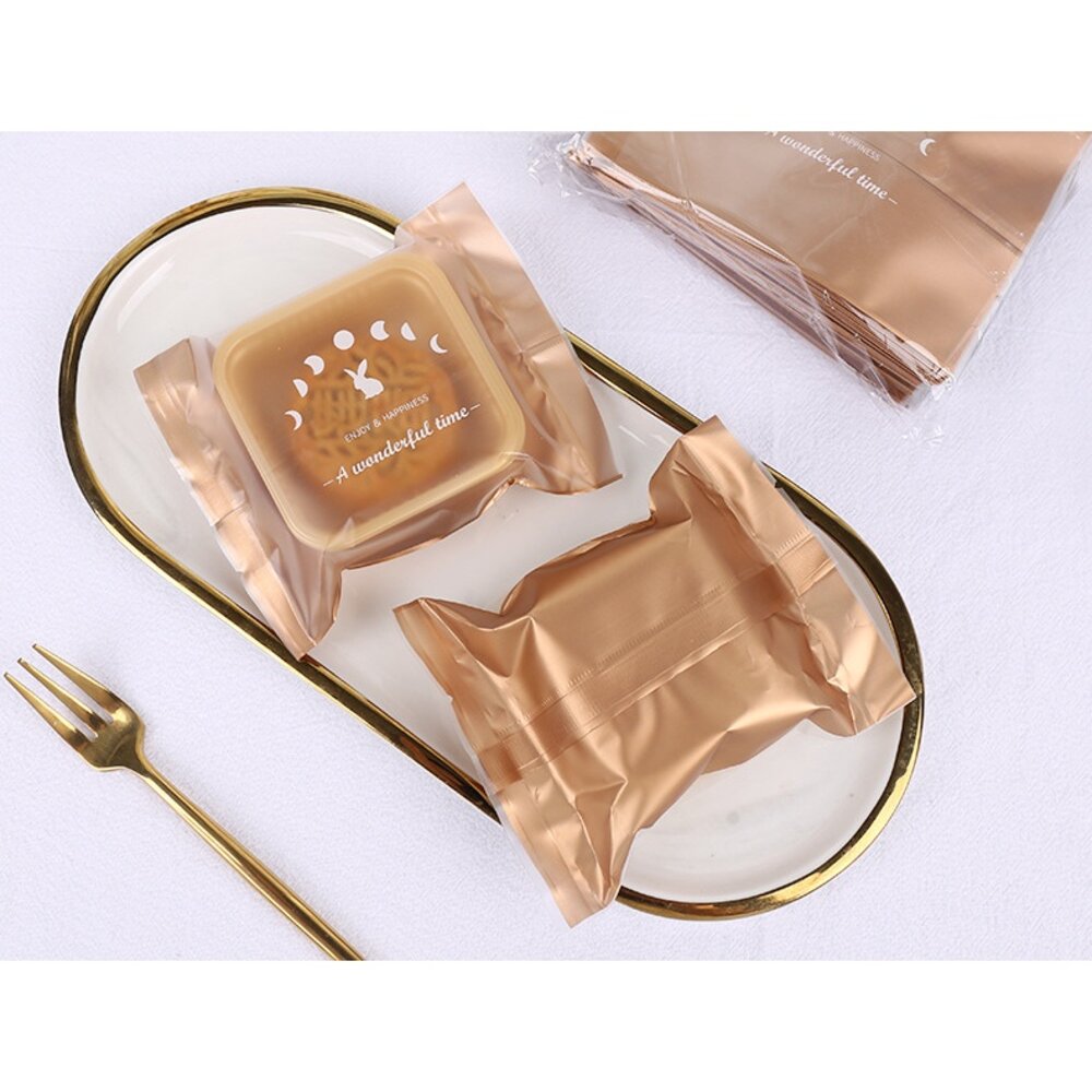 金底 玉兔望月 加厚 磨砂熱封袋 中秋節包裝 月餅包裝袋 蛋黃酥包裝袋 機封袋 西點袋 月餅袋 ,玉兔望月-圖片-3