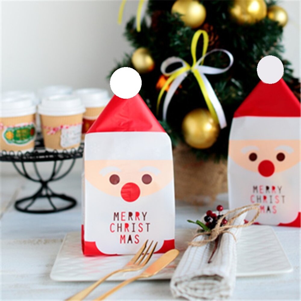 22506010340-巧緻烘焙網 10入 聖誕節 聖誕老人 平口袋 點心袋 糖果袋 餅乾袋 西點袋 烘焙包裝 熱封袋 封口袋