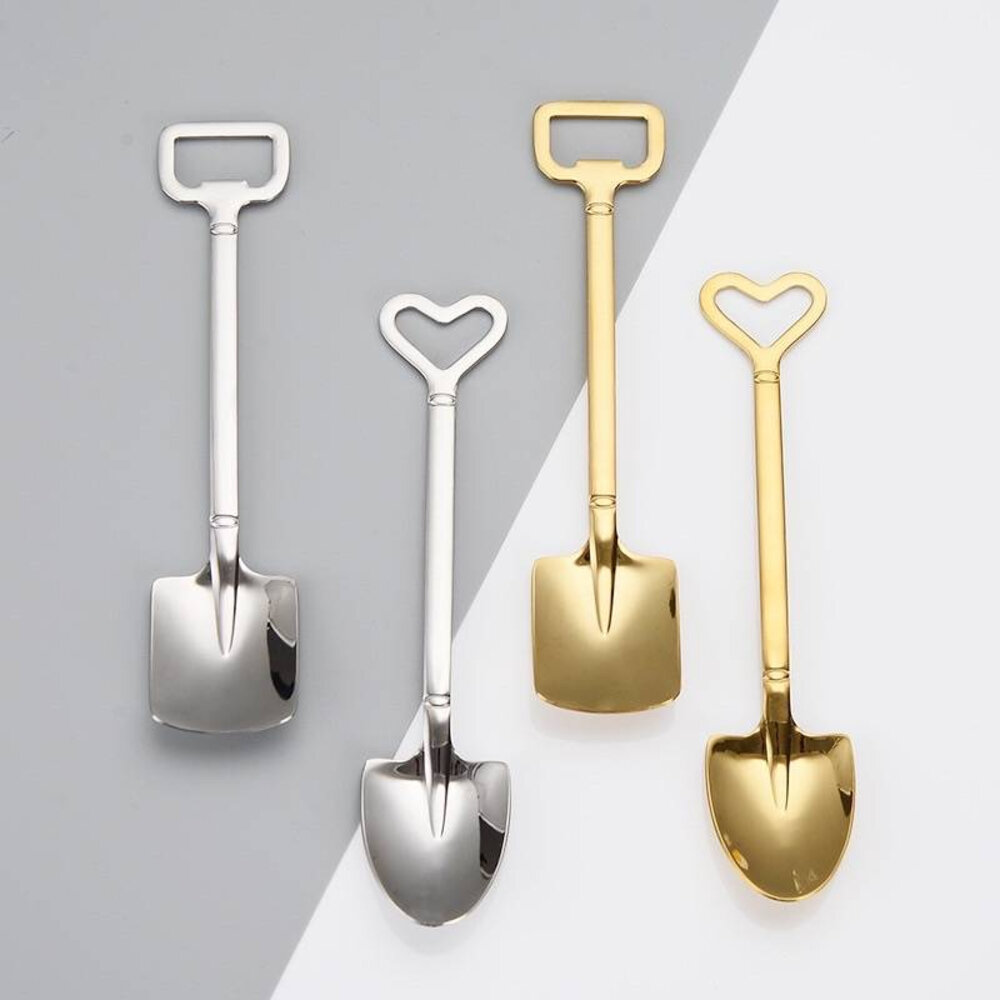 22724022371-創意餐具 甜品湯匙 金鏟子 304不鏽鋼湯匙 咖啡匙 食品拍攝工具 趣味湯匙 ，鏟子匙