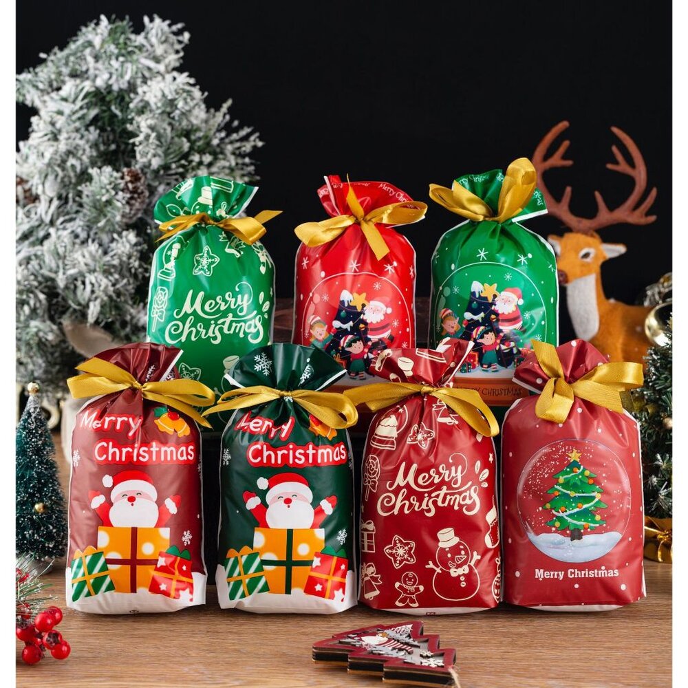 23684601586-《巧緻》 聖誕節 抽繩袋 聖誕老人 聖誕禮物 聖誕禮物包裝袋 糖果袋 聖誕樹 禮品袋 雪人 薑餅人，抽繩袋