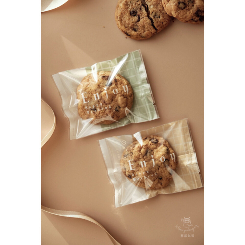 23880049605-下午茶 鬆餅派對 亮面 餅乾袋 奶茶色 抹茶綠 點心袋 熱封袋 烘焙包裝 雪Q餅袋 ，鬆餅派對