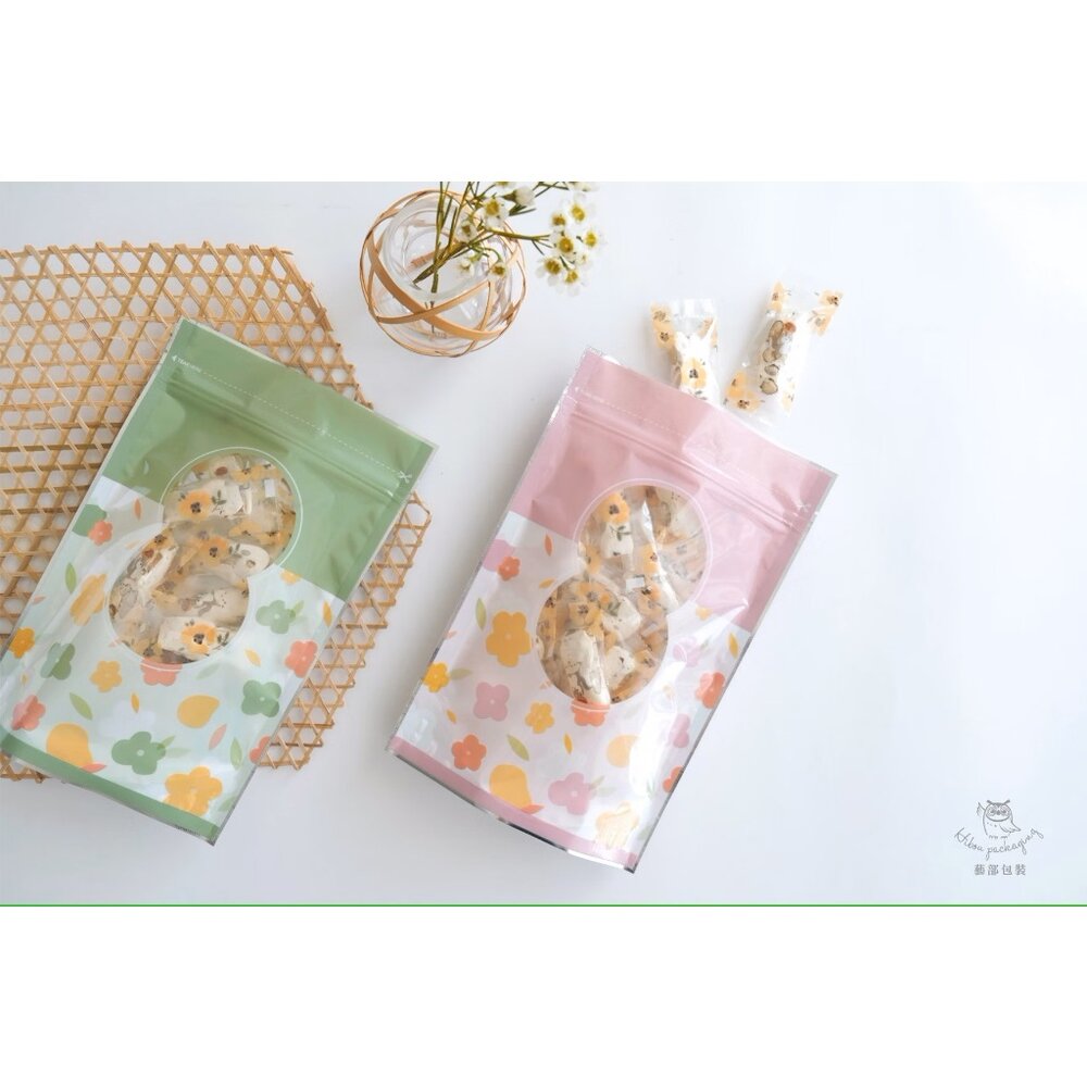 24156604421-春日沐花 10入 夾鏈袋 半斤夾鏈袋  餅乾袋 雪Q餅袋 牛軋糖袋 牛軋餅袋 花生糖袋 《巧緻》 ，春日沐花夾鏈袋