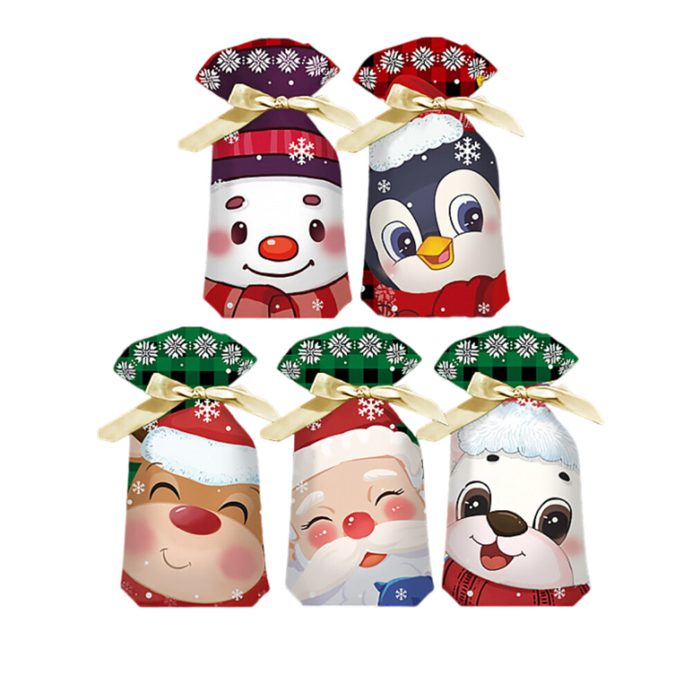 25100131458-《巧緻》 聖誕節 抽繩袋 聖誕老人 聖誕禮物 聖誕禮物包裝袋 糖果袋 聖誕樹 禮品袋 雪人 薑餅人，聖誕大頭系列抽繩袋