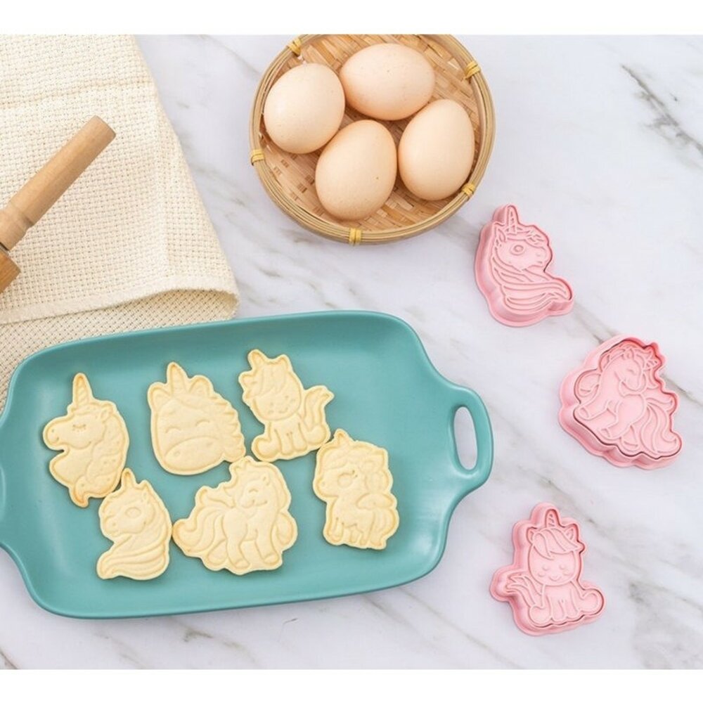 25151653944-《巧緻》獨角獸 餅乾模 6件組 餅乾壓模 塑膠餅乾模 ，餅乾模